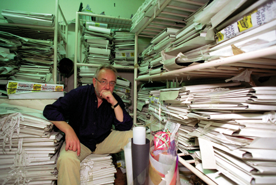 Producer Tomasz Filipczak in the EDEN paper archive