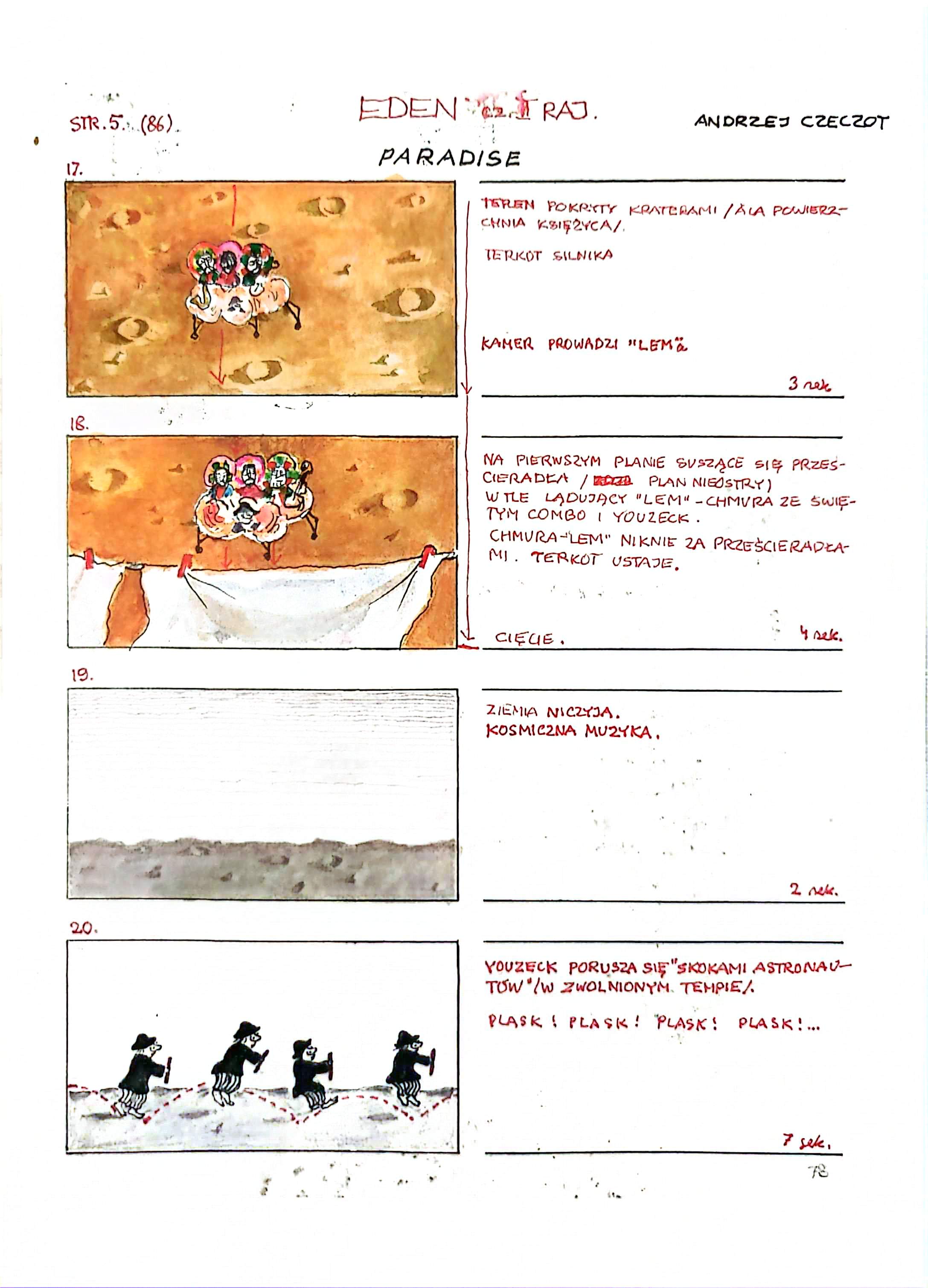 Early storyboard strip showing Youzeck's movement